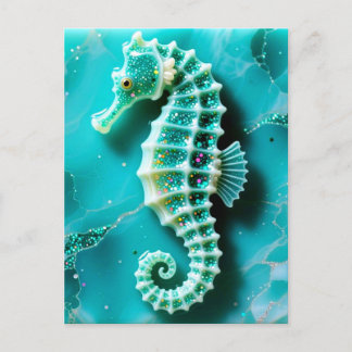 Cool Turquoise Seahorse Postkarte