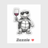 cool turtle drinking red wine art print_1 (1) aufkleber (Blatt)