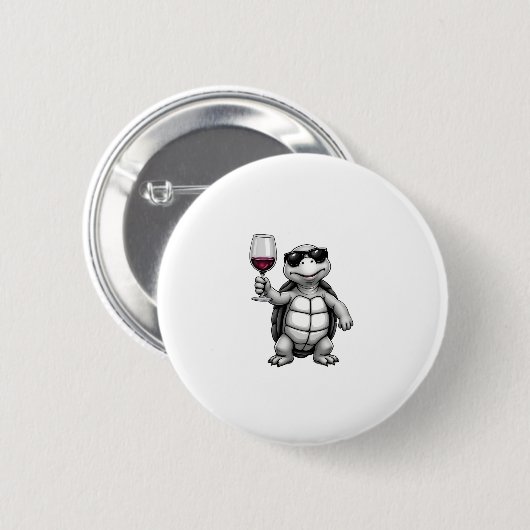 cool turtle drinking red wine art print_1 (1) button (Vorne & Hinten)