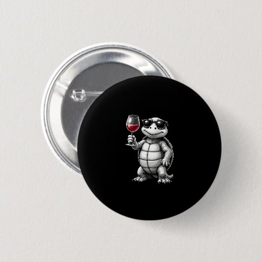 cool turtle drinking red wine art print_1 (1) button (Vorne & Hinten)