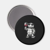 cool turtle drinking red wine art print_1 (1) magnet (Vorderseite/Rückseite)