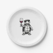 cool turtle drinking red wine art print_1 (1) pappteller (Vorderseite)