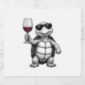 cool turtle drinking red wine art print_1 (1) schaumweinetikett (Einzelnes Label)