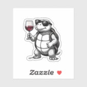 cool turtle drinking red wine art print_1 (2) aufkleber (Blatt)