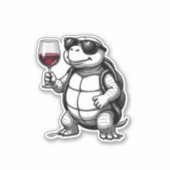 cool turtle drinking red wine art print_1 (2) aufkleber (Vorderseite)