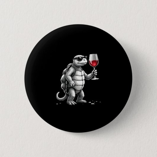 cool turtle drinking red wine art print_1 (2) button (Vorderseite)
