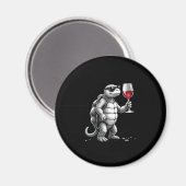 cool turtle drinking red wine art print_1 (2) magnet (Vorderseite/Rückseite)