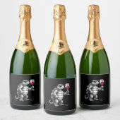 cool turtle drinking red wine art print_1 (2) schaumweinetikett (Flaschen)