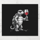 cool turtle drinking red wine art print_1 (2) schaumweinetikett (Einzelnes Label)