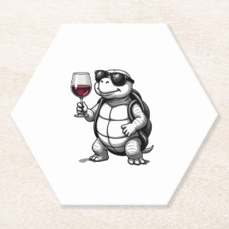 cool turtle drinking red wine art print_1 (2) untersetzer