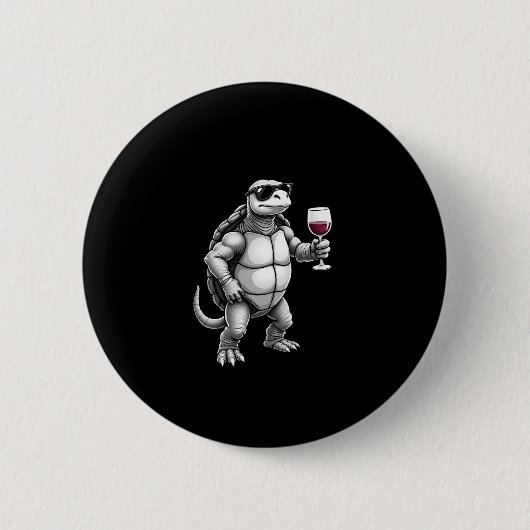 cool turtle drinking red wine art print_1 (3) button (Vorderseite)