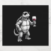 cool turtle drinking red wine art print_1 (3) schaumweinetikett (Einzelnes Label)
