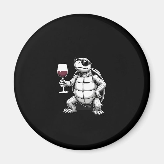 cool turtle drinking red wine art print_1 (4) magnet (Vorne)