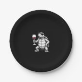 cool turtle drinking red wine art print_1 (4) pappteller (Vorderseite)