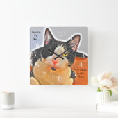 Cool Tuxedo Cat Quadratische Wanduhr (Zuhause)
