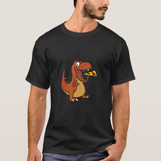 Cool Tyrannosaurus Rex Dinosaurier Pizza essen T-Shirt (Vorderseite)