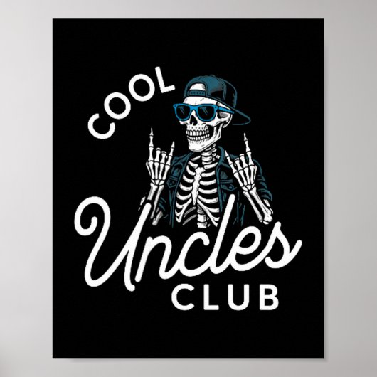 Cool Uncles Club Shirt Funny Skeleton Men Uncle Poster (Vorne)