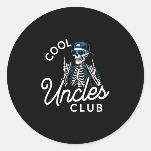 Cool Uncles Club Shirt Funny Skeleton Men Uncle Runder Aufkleber (Vorderseite)
