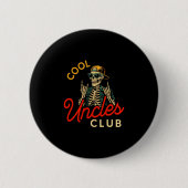 Cool Uncles Club Shirt Funny Skeleton Retro Uncle  Button (Vorderseite)