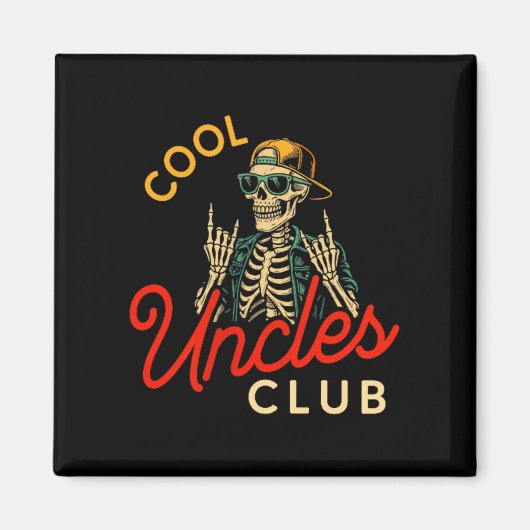 Cool Uncles Club Shirt Funny Skeleton Retro Uncle  Magnet (Vorne)