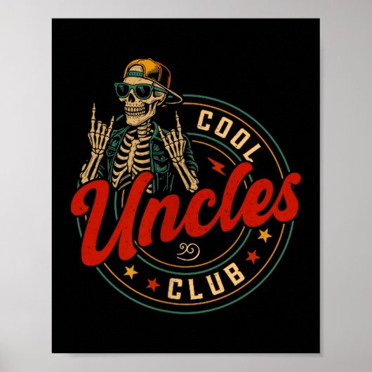Cool Uncles Club Shirt Funny Skeleton Uncle Men Fa Poster (Vorne)