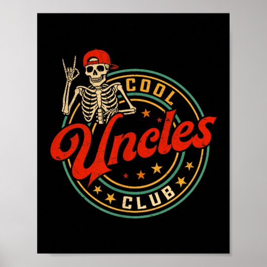 Cool Uncles Club Shirt Retro Funny Skeleton New Un Poster (Vorne)