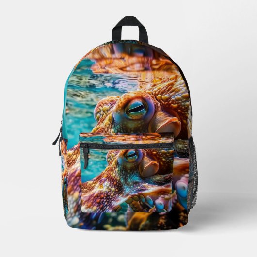 Cool Underwater Octopus Backpack Bedruckter Rucksack (Vorderseite)