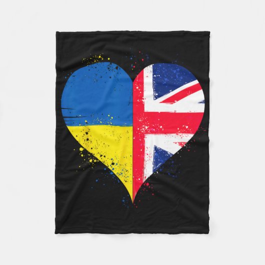 Cool Union Jack And Ukraine Flag For Proud Ukraini Fleecedecke (Vorderseite)