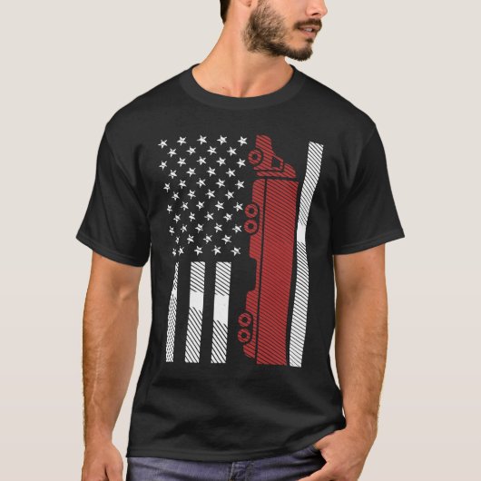 Cool US American Flag Semi Truck Driver 18 Wheeler T-Shirt (Vorderseite)