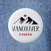 Cool Vancouver Canada Mountains Maple Leaf Button