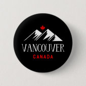 Cool Vancouver Canada Mountains Maple Leaf Dark Button (Vorderseite)