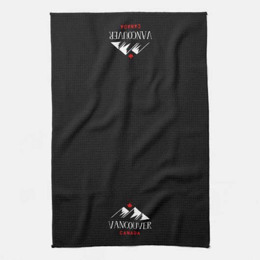 Cool Vancouver Canada Mountains Maple Leaf Dark Geschirrtuch (Vertikal)