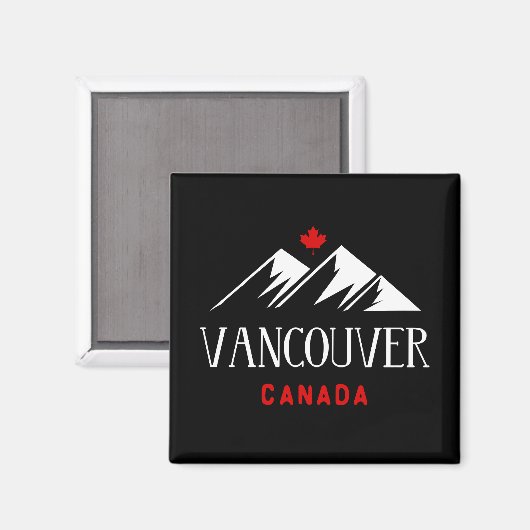Cool Vancouver Canada Mountains Maple Leaf Dark Magnet (Vorderseite/Rückseite)