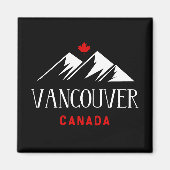 Cool Vancouver Canada Mountains Maple Leaf Dark Magnet (Vorne)