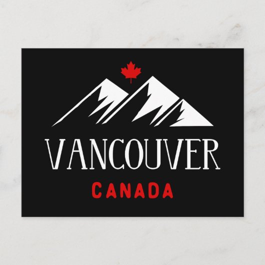 Cool Vancouver Canada Mountains Maple Leaf Dark Postkarte (Vorderseite)