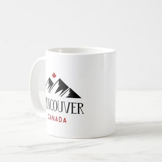 Cool Vancouver Canada Mountains Maple Leaf Kaffeetasse (Vorderseite Links)