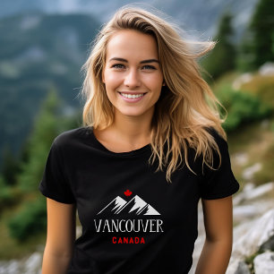 Cool Vancouver Kanada Berge Ahornblatt Dunkel T-Shirt