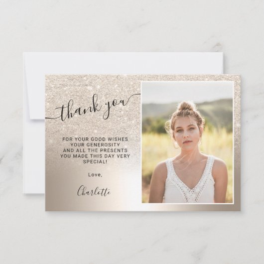 Cool vergoldeter Glitzer Metallic ombre 3 Fotos Sw Dankeskarte (Vorderseite)