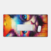 Cool Vibrant Illustrated Cat Desk Mat Schreibtischunterlage (Tastatur & Maus)