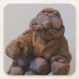 Cool Vintag Clay Skier Rechteckiger Pappuntersetzer