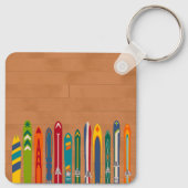 Cool Vintage Skis Skiers Personalized Schlüsselanhänger (Rückseite)