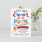 Cool von der "Pool Boy Birthday Party Einladung (Stehend Vorderseite)
