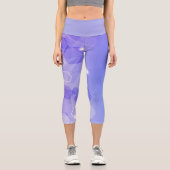 Cool Warm Blau abstraktes geometrisches Muster Capri Leggings (Vorderseite)