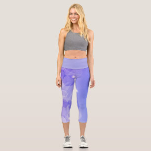 Cool Warm Blau abstraktes geometrisches Muster Capri Leggings