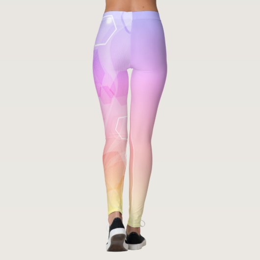 Cool Warm Blau abstraktes geometrisches Muster Leggings (Rückseite)