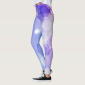 Cool Warm Blau abstraktes geometrisches Muster Leggings (Links)