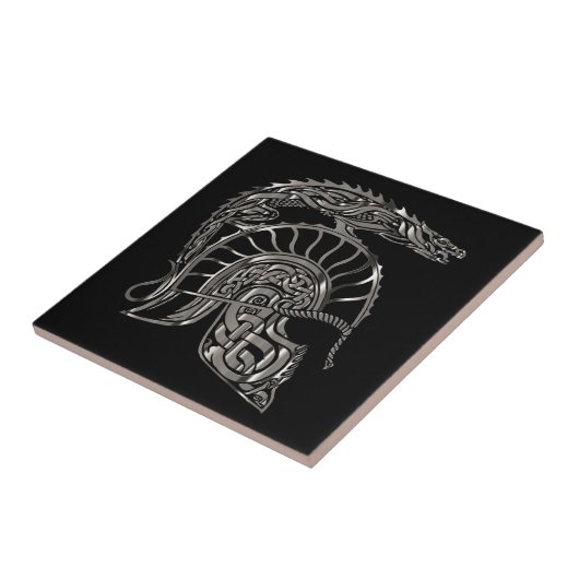 Cool Warrior Metallic Dragon Helmet Fliese (Seite)