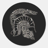 Cool Warrior Metallic Dragon Helmet Runder Aufkleber (Vorderseite)