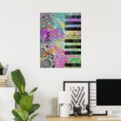 Cool Watercolors Splatters Colorful Piano Poster (Heimbüro)