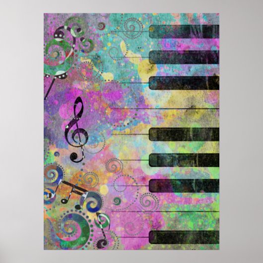 Cool Watercolors Splatters Colorful Piano Poster (Vorne)